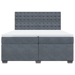 Κρεβάτι Boxspring με Στρώμα Σκούρο Γκρι 200x200 εκ. Βελούδινο
