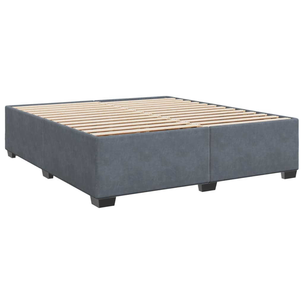 Κρεβάτι Boxspring με Στρώμα Σκούρο Γκρι 200x200 εκ. Βελούδινο