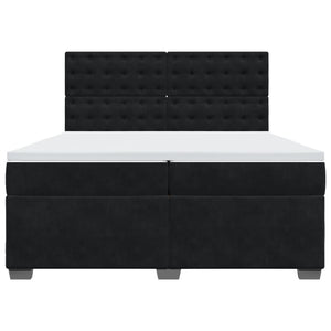 Κρεβάτι Boxspring με Στρώμα Μαύρο 200x200 εκ. Βελούδινο