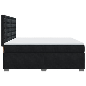 Κρεβάτι Boxspring με Στρώμα Μαύρο 200x200 εκ. Βελούδινο