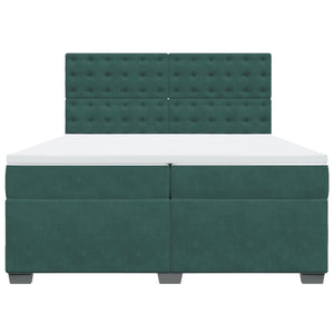 Κρεβάτι Boxspring με Στρώμα Σκούρο Πράσινο 200x200εκ. Βελούδινο