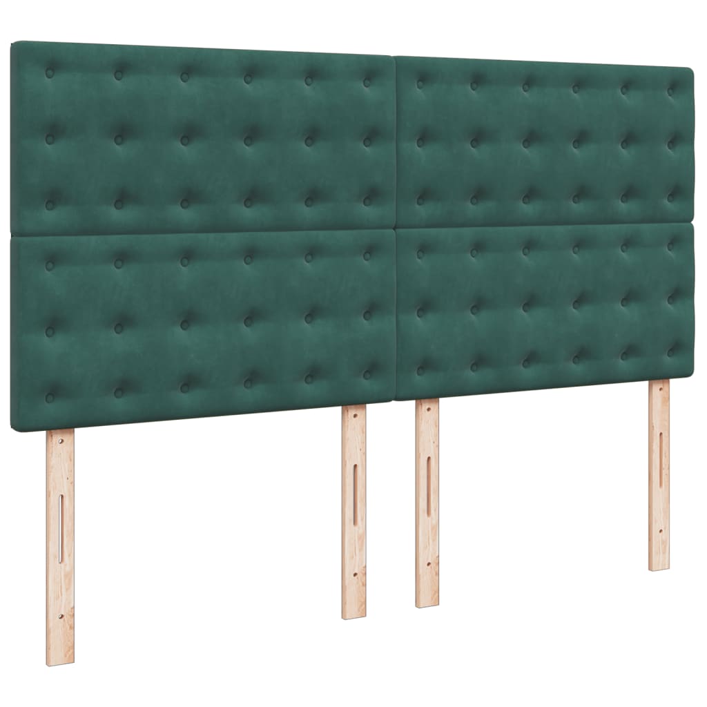 Κρεβάτι Boxspring με Στρώμα Σκούρο Πράσινο 200x200εκ. Βελούδινο