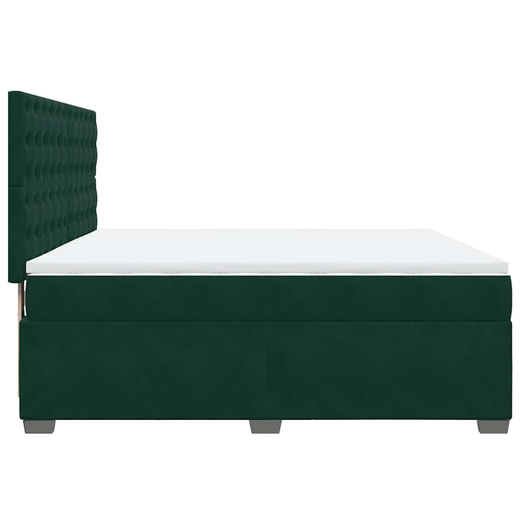 Κρεβάτι Boxspring με Στρώμα Σκούρο Πράσινο 200x200εκ. Βελούδινο