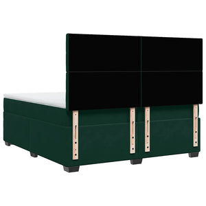 Κρεβάτι Boxspring με Στρώμα Σκούρο Πράσινο 200x200εκ. Βελούδινο
