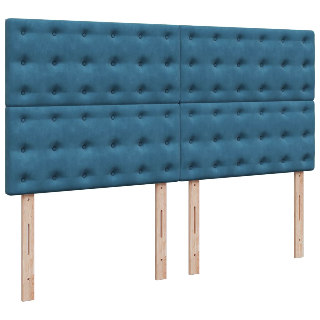 Κρεβάτι Boxspring με Στρώμα Μπλε 200x200 εκ. Βελούδινο