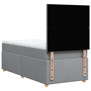 Κρεβάτι Boxspring με Στρώμα Ανοιχτό Γκρι 80x200 εκ. Υφασμάτινο - Pakobazaar