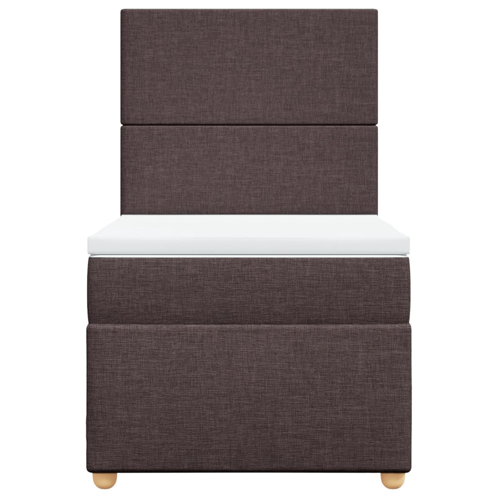 Κρεβάτι Boxspring με Στρώμα Σκούρο Καφέ 80x200 εκ. Υφασμάτινο - Pakobazaar