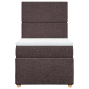 Κρεβάτι Boxspring με Στρώμα Σκούρο Καφέ 80x200 εκ. Υφασμάτινο - Pakobazaar
