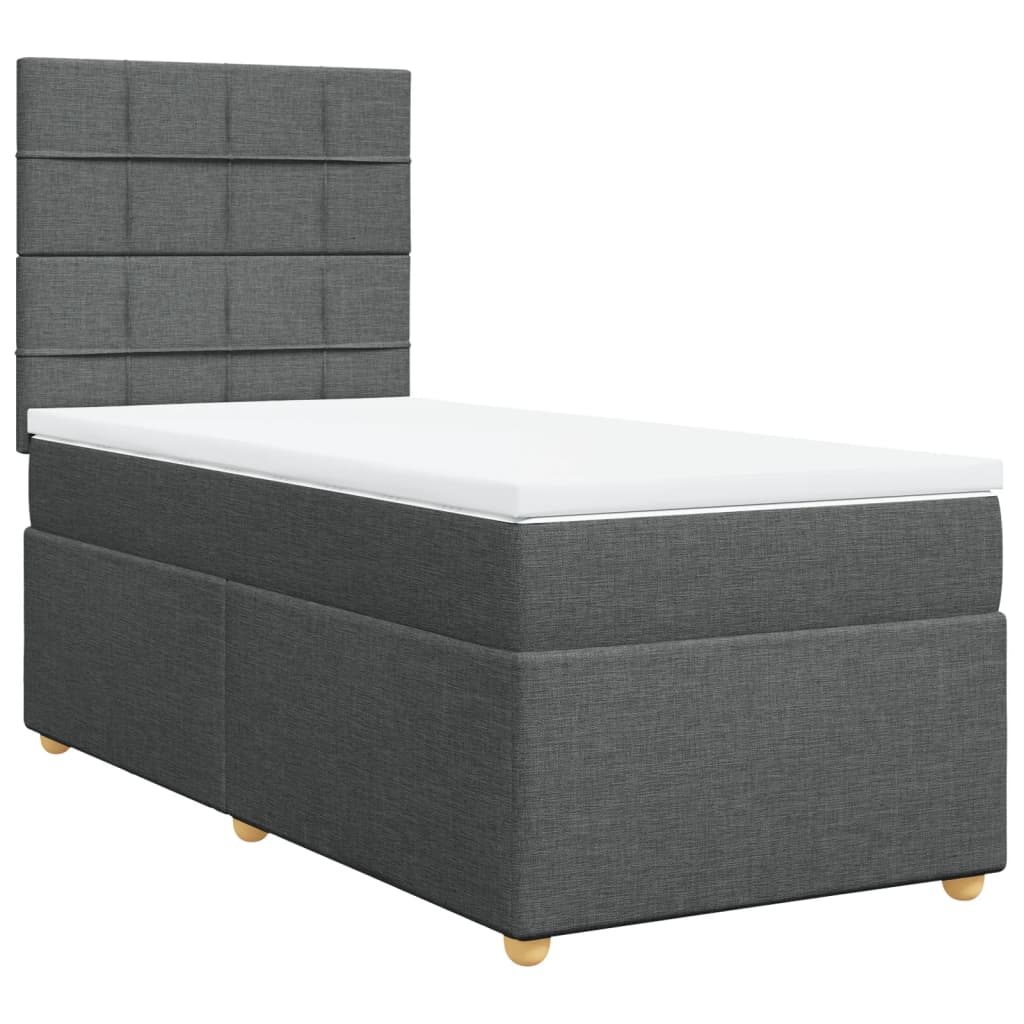 Κρεβάτι Boxspring με Στρώμα Σκούρο Γκρι 80x200 εκ. Υφασμάτινο - Pakobazaar