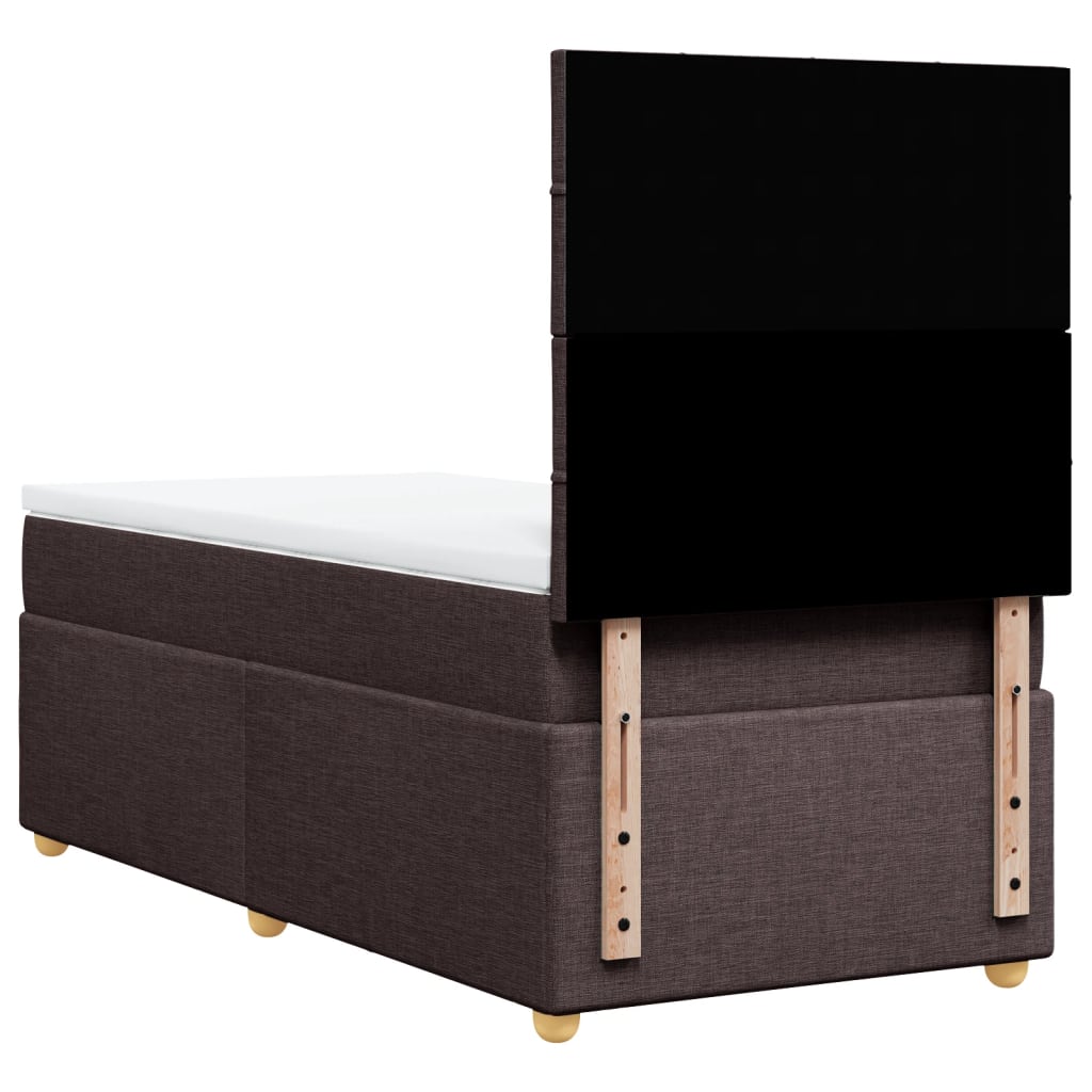 Κρεβάτι Boxspring με Στρώμα Σκούρο Καφέ 80x200 εκ. Υφασμάτινο - Pakobazaar