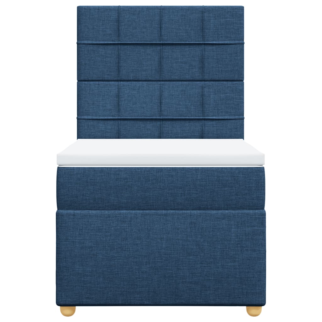 Κρεβάτι Boxspring με Στρώμα Μπλε 80x200 εκ. Υφασμάτινο