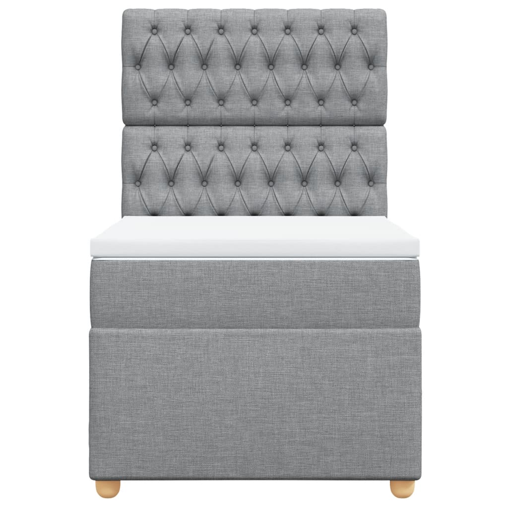 Κρεβάτι Boxspring με Στρώμα Ανοιχτό Γκρι 80x200 εκ. Υφασμάτινο - Pakobazaar