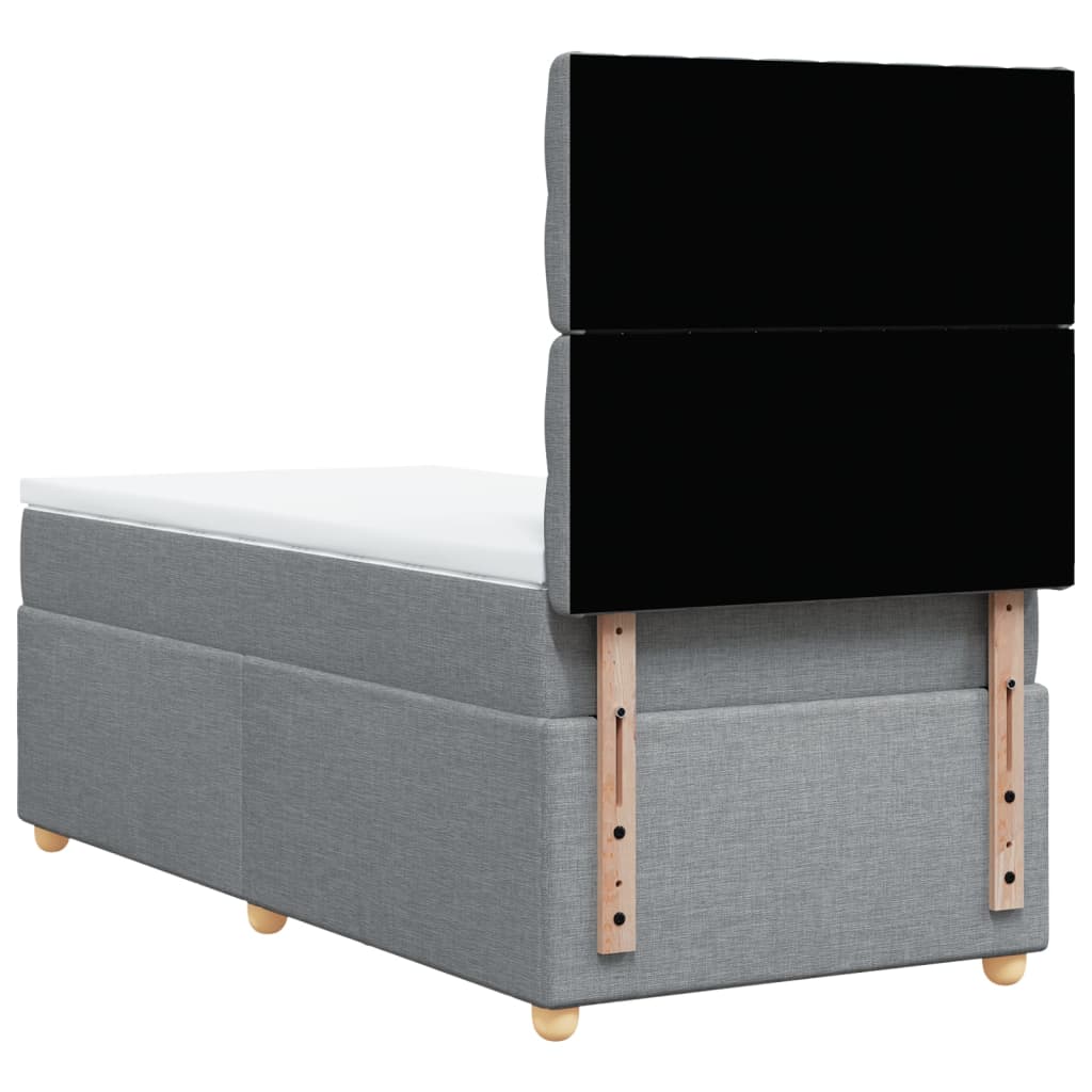Κρεβάτι Boxspring με Στρώμα Ανοιχτό Γκρι 80x200 εκ. Υφασμάτινο - Pakobazaar