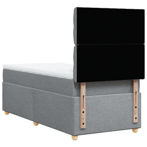 Κρεβάτι Boxspring με Στρώμα Ανοιχτό Γκρι 80x200 εκ. Υφασμάτινο - Pakobazaar