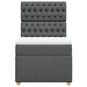 Κρεβάτι Boxspring με Στρώμα Σκούρο Γκρι 80x200 εκ. Υφασμάτινο - Pakobazaar