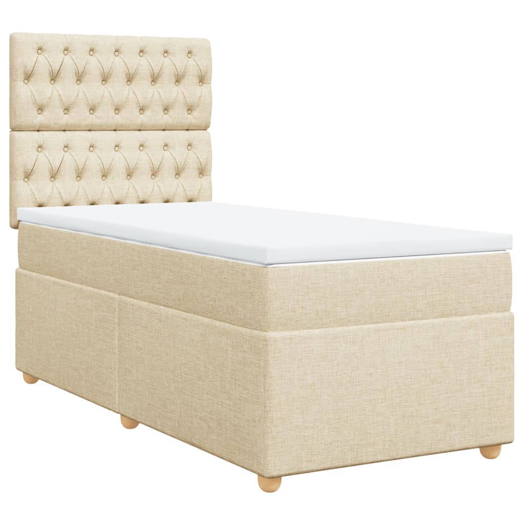 Κρεβάτι Boxspring με Στρώμα Κρεμ 80 x 200 εκ. Υφασμάτινο - Pakobazaar