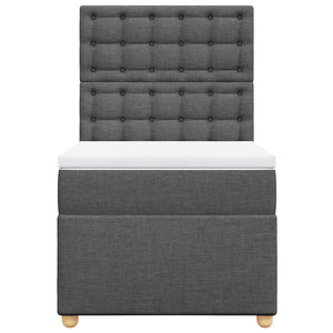 Κρεβάτι Boxspring με Στρώμα Σκούρο Γκρι 80x200 εκ. Υφασμάτινο