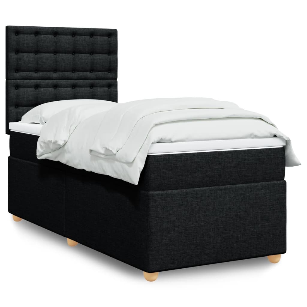 Κρεβάτι Boxspring με Στρώμα Μαύρο 80 x 200 εκ. Υφασμάτινο - Pakobazaar