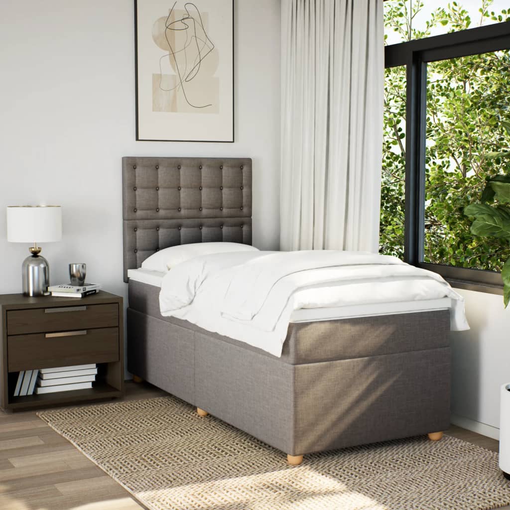 Κρεβάτι Boxspring με Στρώμα Taupe 80x200 εκ. Υφασμάτινο - Pakobazaar