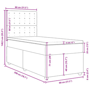 Κρεβάτι Boxspring με Στρώμα Taupe 80x200 εκ. Υφασμάτινο - Pakobazaar