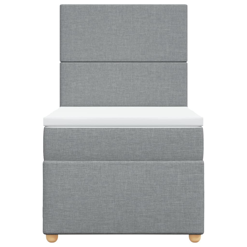 Κρεβάτι Boxspring με Στρώμα Ανοιχτό Γκρι 90x190 εκ. Υφασμάτινο - Pakobazaar