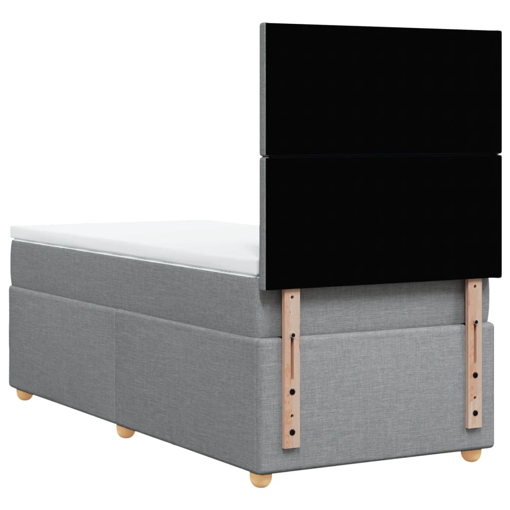 Κρεβάτι Boxspring με Στρώμα Ανοιχτό Γκρι 90x190 εκ. Υφασμάτινο - Pakobazaar