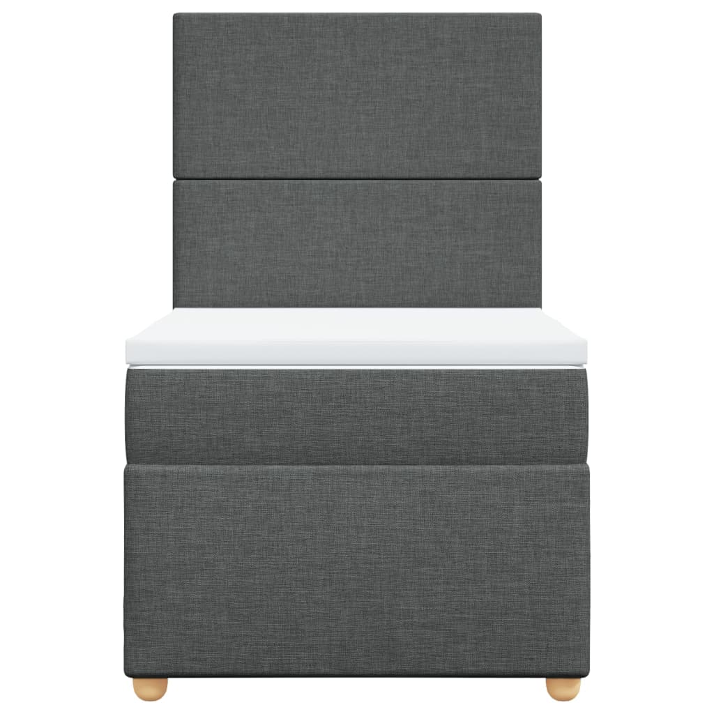 Κρεβάτι Boxspring με Στρώμα Σκούρο Γκρι 90x190 εκ. Υφασμάτινο - Pakobazaar