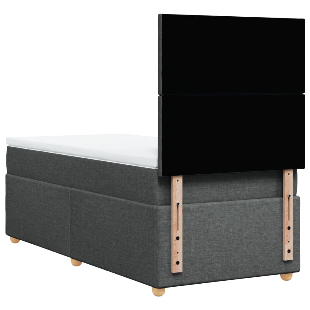 Κρεβάτι Boxspring με Στρώμα Σκούρο Γκρι 90x190 εκ. Υφασμάτινο - Pakobazaar