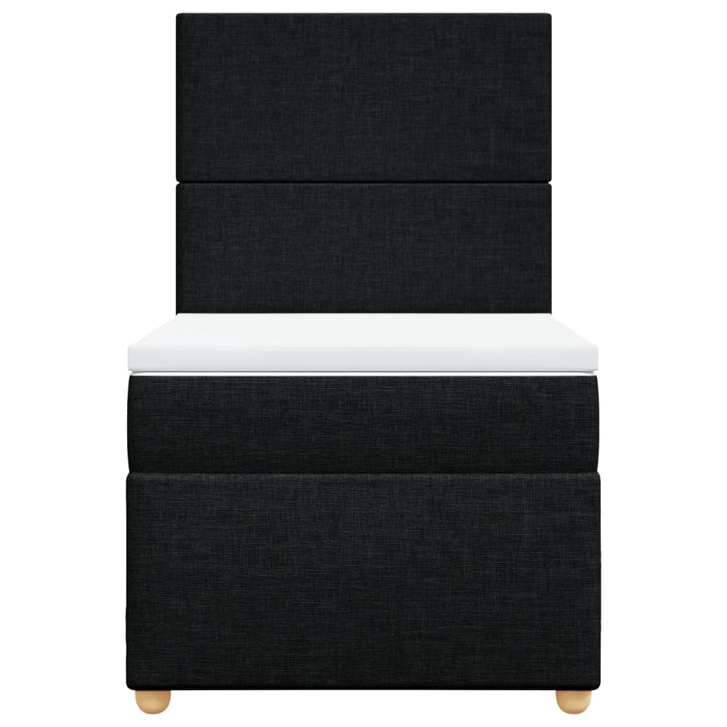 Κρεβάτι Boxspring με Στρώμα Μαύρο 90x190 εκ.Υφασμάτινο - Pakobazaar