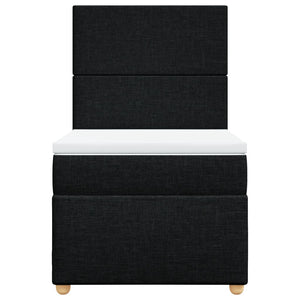 Κρεβάτι Boxspring με Στρώμα Μαύρο 90x190 εκ.Υφασμάτινο - Pakobazaar