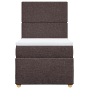 Κρεβάτι Boxspring με Στρώμα Σκούρο Καφέ 90x190 εκ. Υφασμάτινο - Pakobazaar