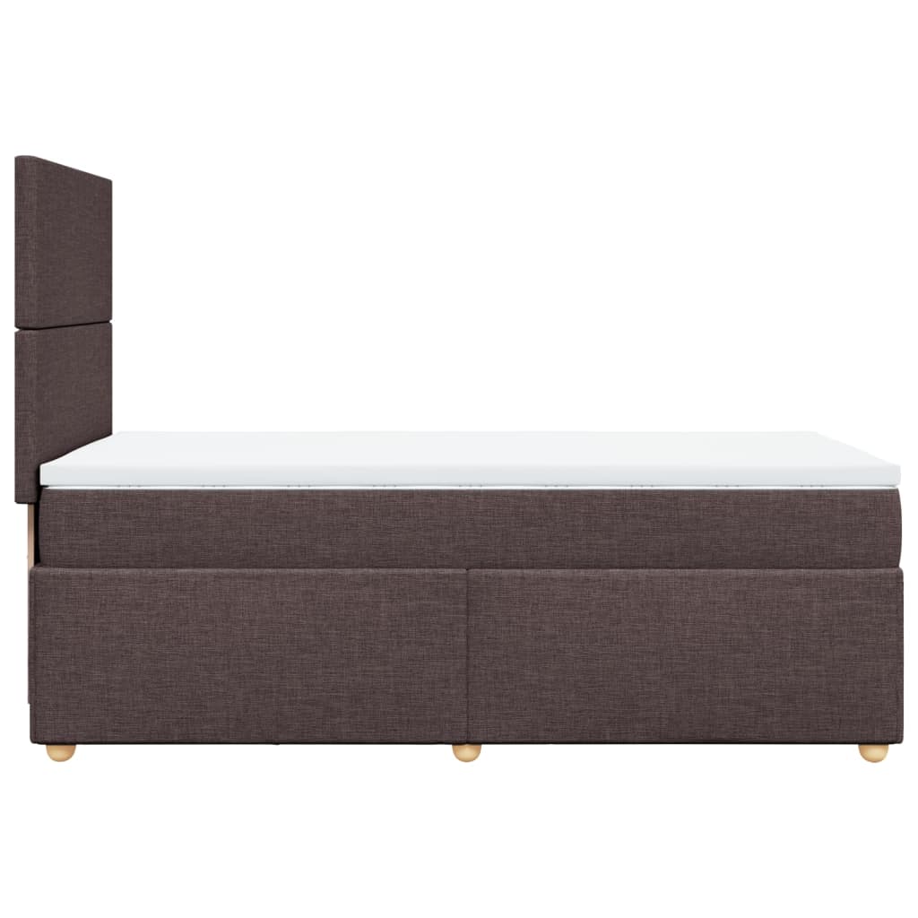Κρεβάτι Boxspring με Στρώμα Σκούρο Καφέ 90x190 εκ. Υφασμάτινο - Pakobazaar