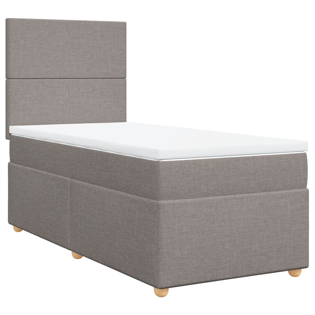 Κρεβάτι Boxspring με Στρώμα Taupe 90x190 εκ.Υφασμάτινο - Pakobazaar