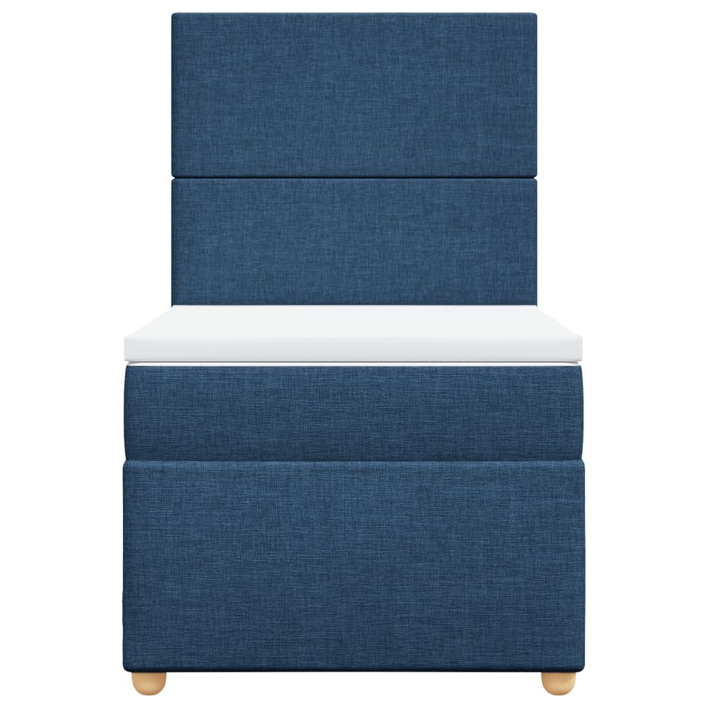 Κρεβάτι Boxspring με Στρώμα Μπλε 90x190 εκ.Υφασμάτινο