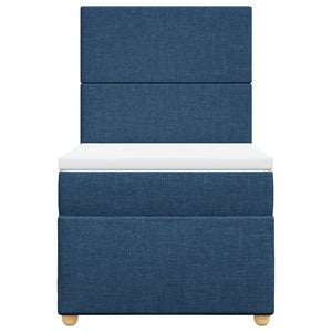 Κρεβάτι Boxspring με Στρώμα Μπλε 90x190 εκ.Υφασμάτινο