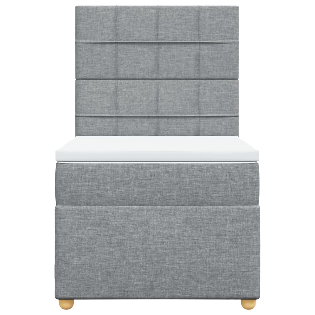 Κρεβάτι Boxspring με Στρώμα Ανοιχτό Γκρι 90x190 εκ. Υφασμάτινο - Pakobazaar