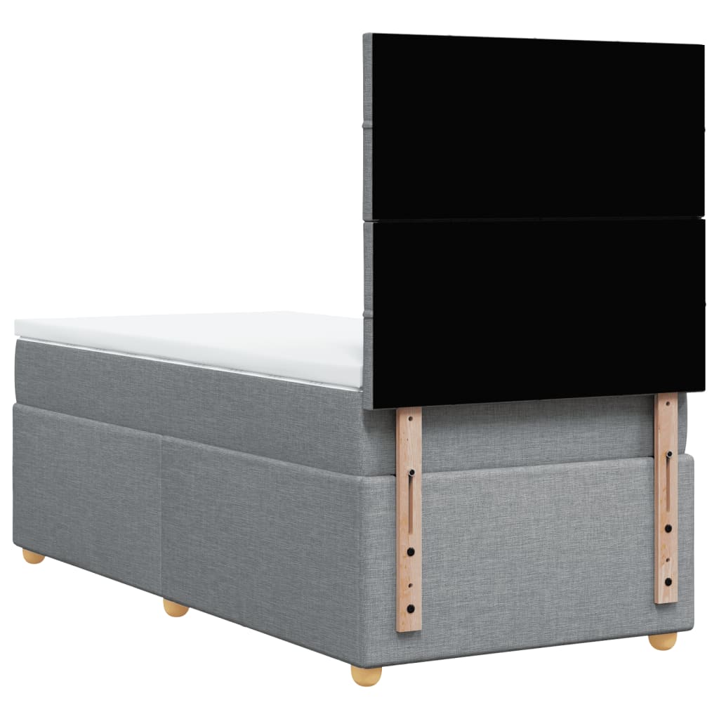Κρεβάτι Boxspring με Στρώμα Ανοιχτό Γκρι 90x190 εκ. Υφασμάτινο - Pakobazaar