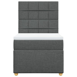 Κρεβάτι Boxspring με Στρώμα Σκούρο Γκρι 90x190 εκ. Υφασμάτινο - Pakobazaar