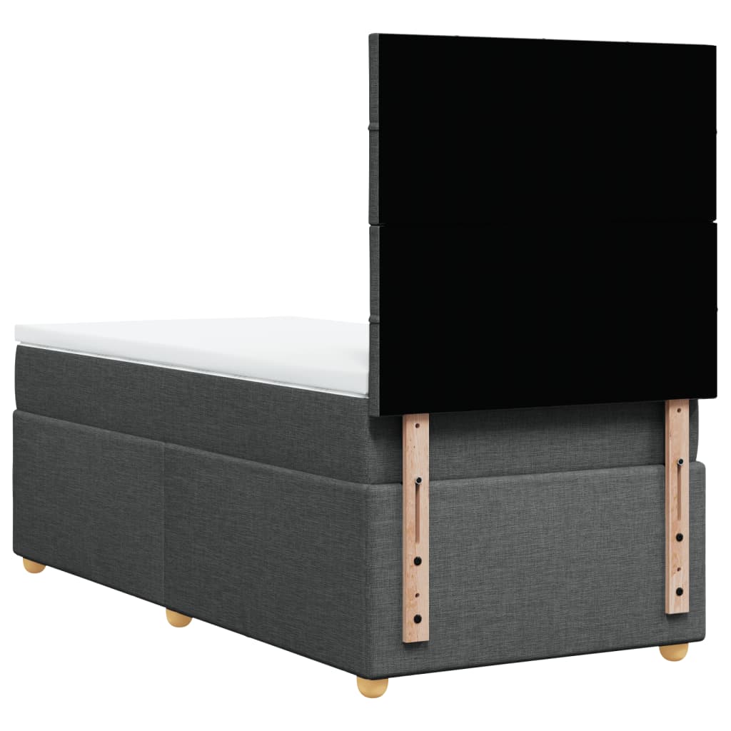 Κρεβάτι Boxspring με Στρώμα Σκούρο Γκρι 90x190 εκ. Υφασμάτινο - Pakobazaar