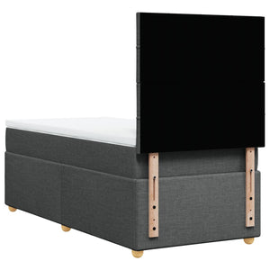 Κρεβάτι Boxspring με Στρώμα Σκούρο Γκρι 90x190 εκ. Υφασμάτινο - Pakobazaar