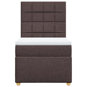 Κρεβάτι Boxspring με Στρώμα Σκούρο Καφέ 90x190 εκ. Υφασμάτινο - Pakobazaar