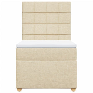 Κρεβάτι Boxspring με Στρώμα Κρεμ 90x190 εκ.Υφασμάτινο - Pakobazaar