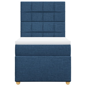 Κρεβάτι Boxspring με Στρώμα Μπλε 90x190 εκ.Υφασμάτινο
