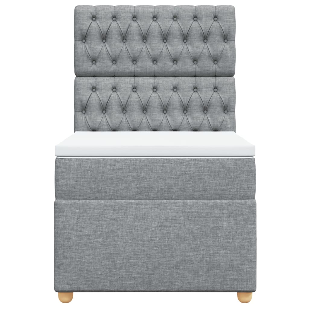 Κρεβάτι Boxspring με Στρώμα Ανοιχτό Γκρι 90x190 εκ. Υφασμάτινο - Pakobazaar