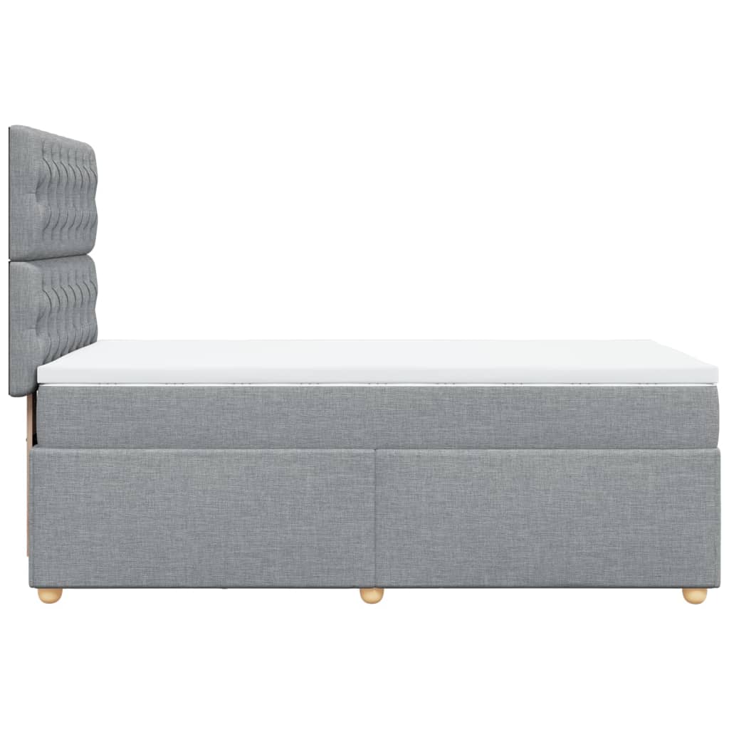 Κρεβάτι Boxspring με Στρώμα Ανοιχτό Γκρι 90x190 εκ. Υφασμάτινο - Pakobazaar