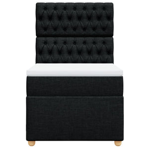 Κρεβάτι Boxspring με Στρώμα Μαύρο 90x190 εκ.Υφασμάτινο