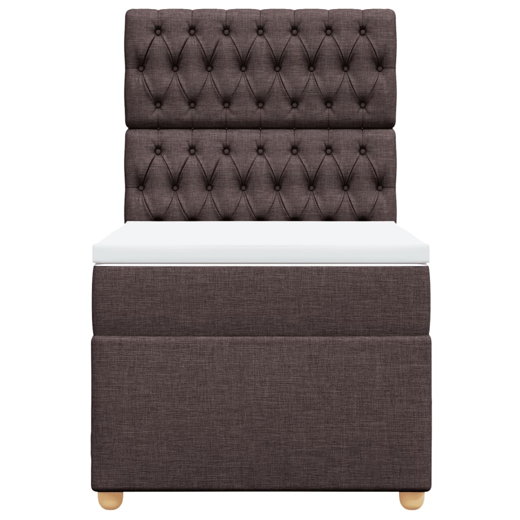Κρεβάτι Boxspring με Στρώμα Σκούρο Καφέ 90x190 εκ. Υφασμάτινο - Pakobazaar
