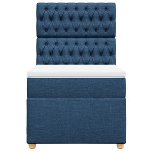 Κρεβάτι Boxspring με Στρώμα Μπλε 90x190 εκ.Υφασμάτινο