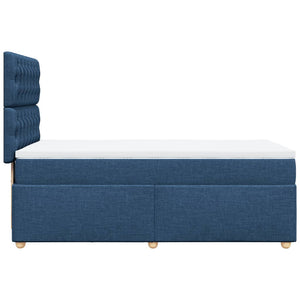 Κρεβάτι Boxspring με Στρώμα Μπλε 90x190 εκ.Υφασμάτινο