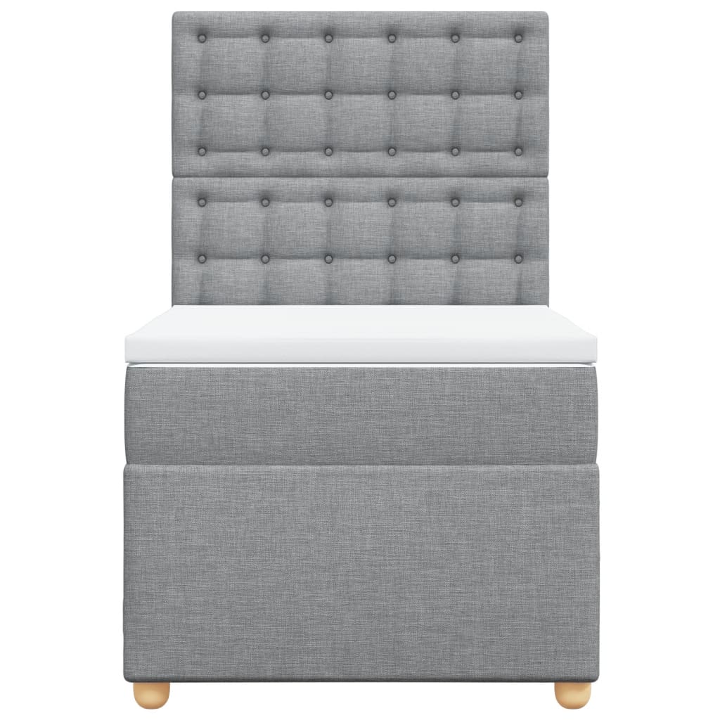 Κρεβάτι Boxspring με Στρώμα Ανοιχτό Γκρι 90x190 εκ. Υφασμάτινο - Pakobazaar